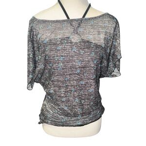 Halter with sheer overlay